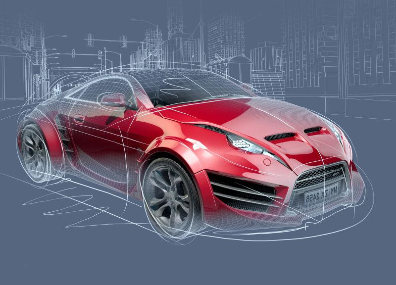 红色的跑车速写