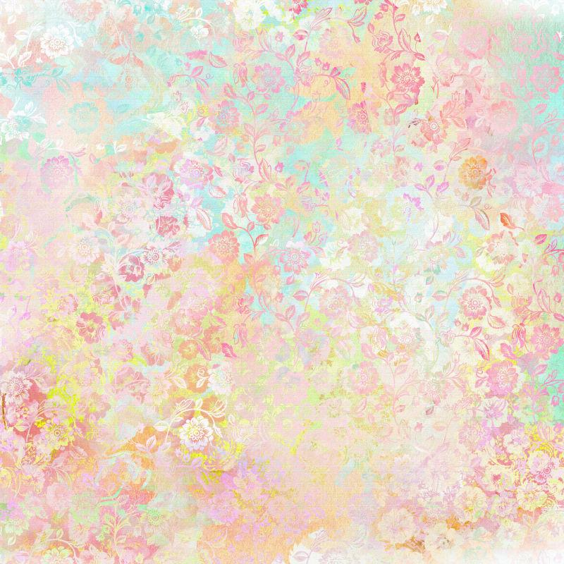 薄荷绿背景下的红色小花朵图案