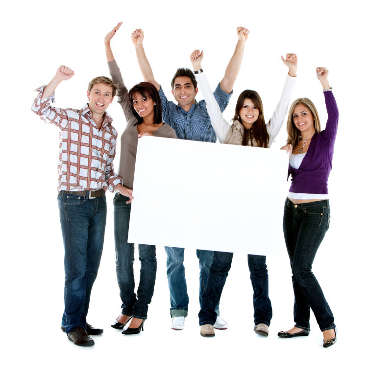 一群大学生和白板