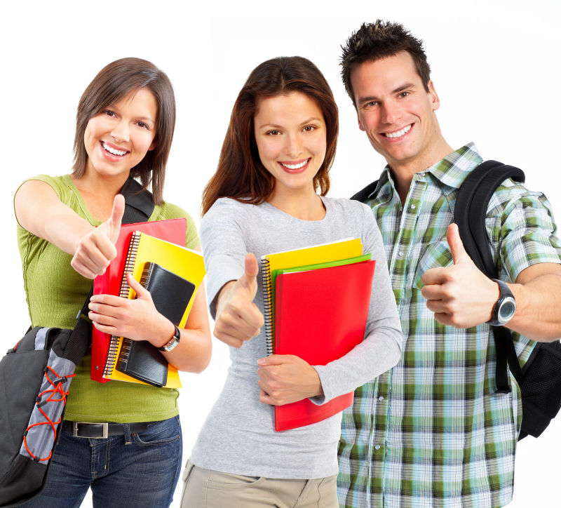 竖大拇指的大学生