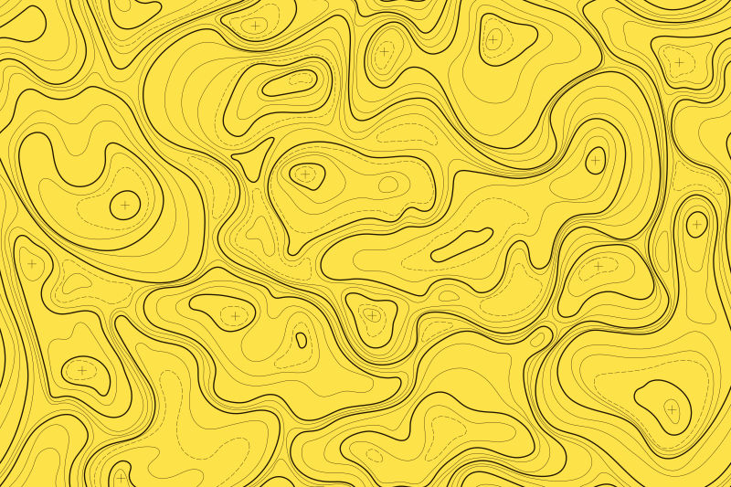 黄色背景上黑色的地形纹理