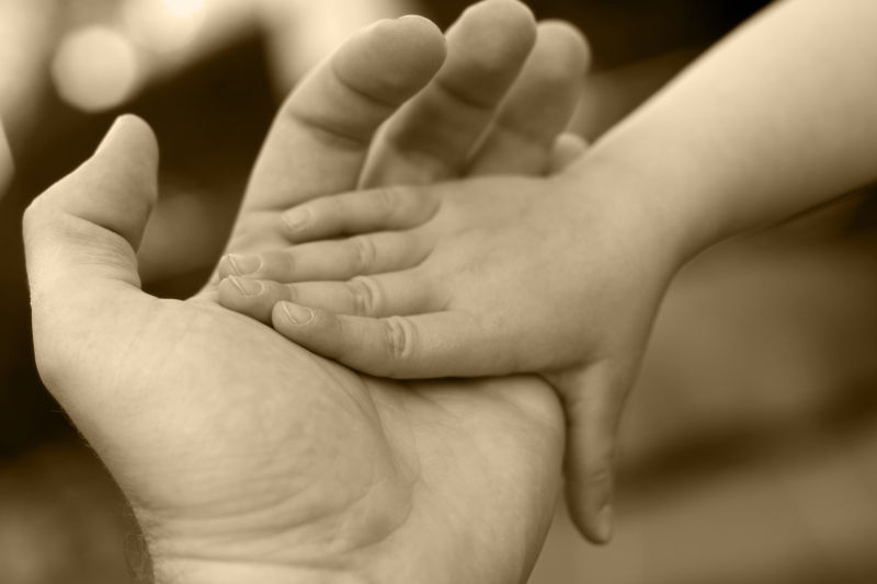 小手放在大手上