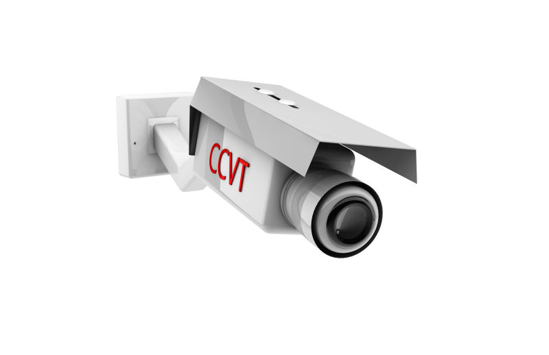 白色背景下的3D白色安全摄像头