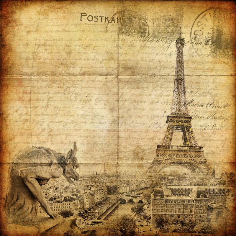 复古埃菲尔铁塔老式信纸