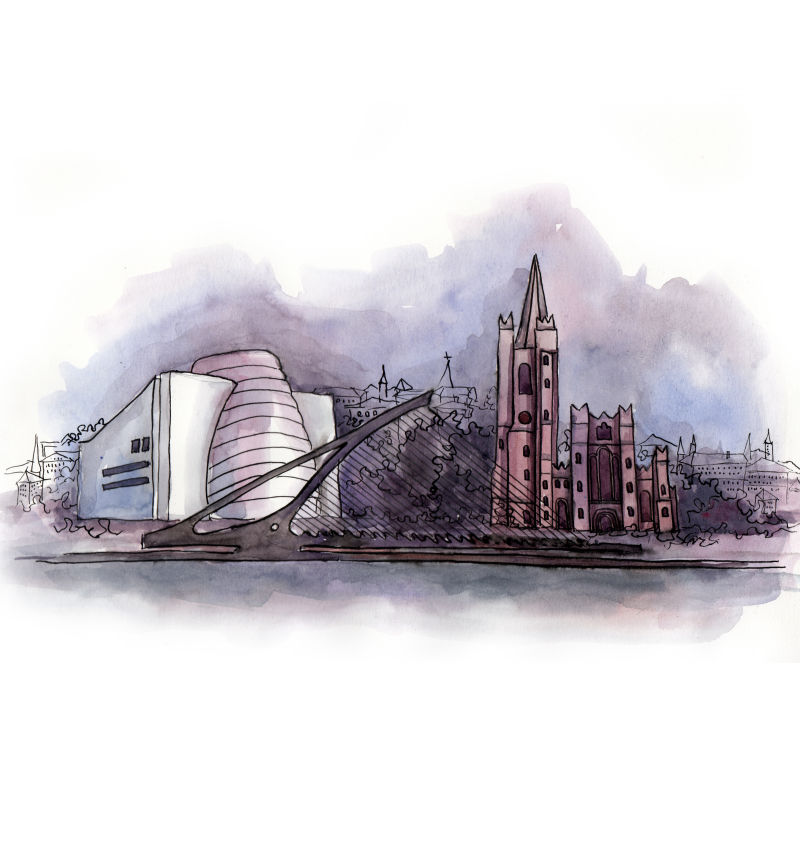 水彩欧洲建筑插图