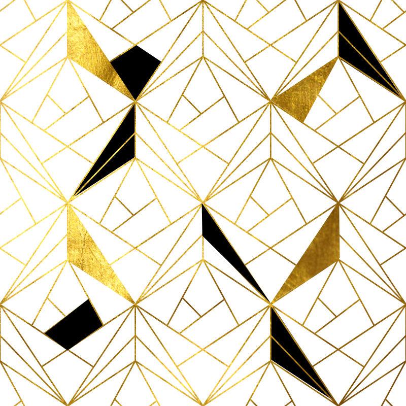 金色和黑色的几何图案独角兽背景