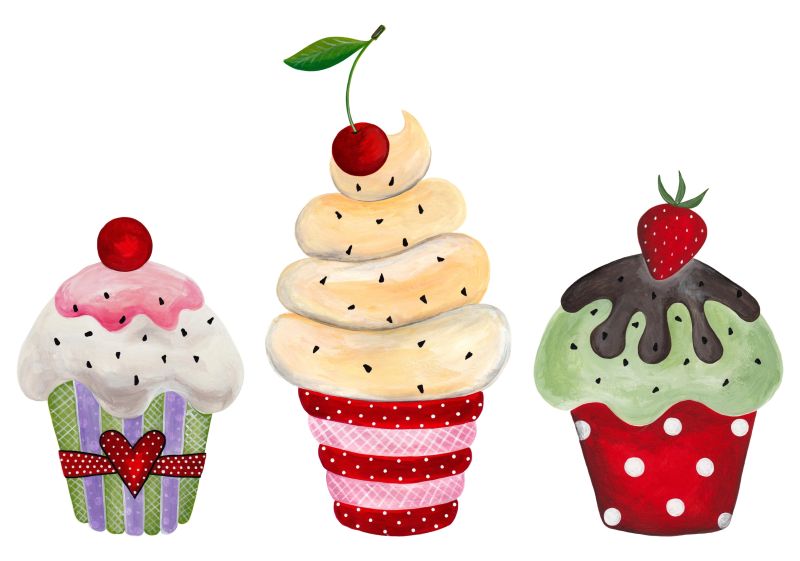 冰淇淋水彩卡通画