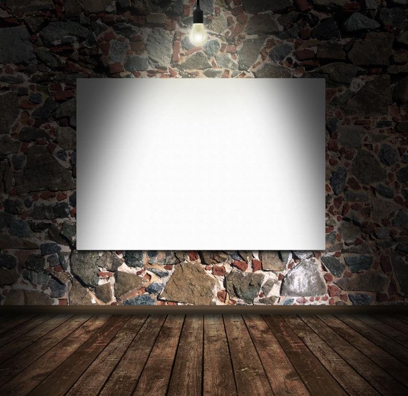 墙壁上空白海报
