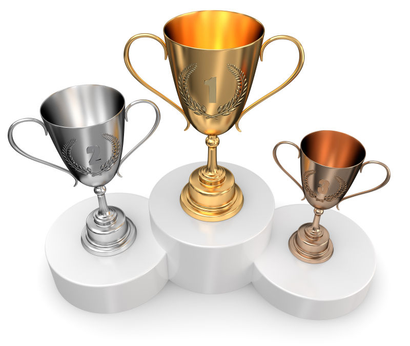 三种奖杯俯视效果