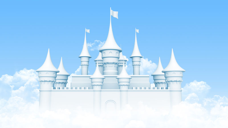 白云上的白色城堡