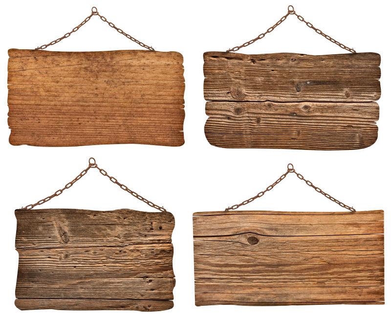 不同形状的木牌图片-白色背景上九块不同形状的木牌素材-高清图片-摄