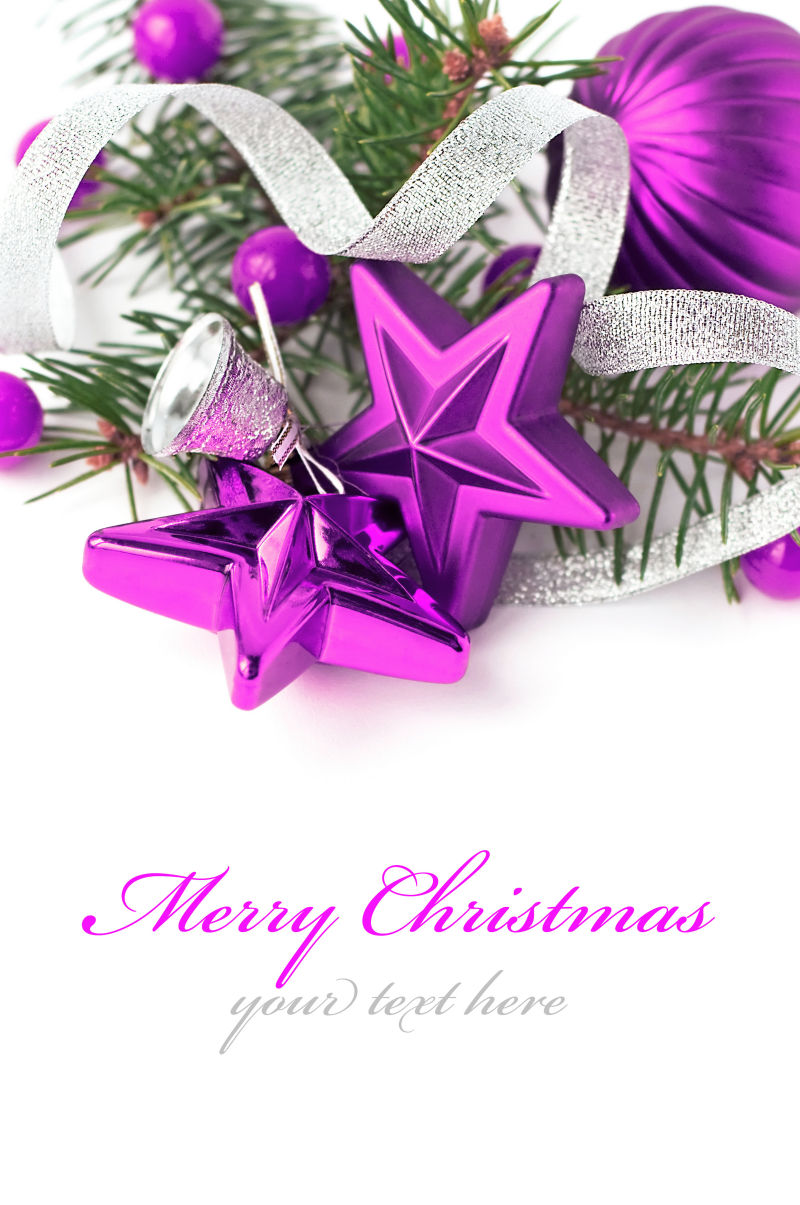 美丽的紫色闪闪发光的圣诞装饰