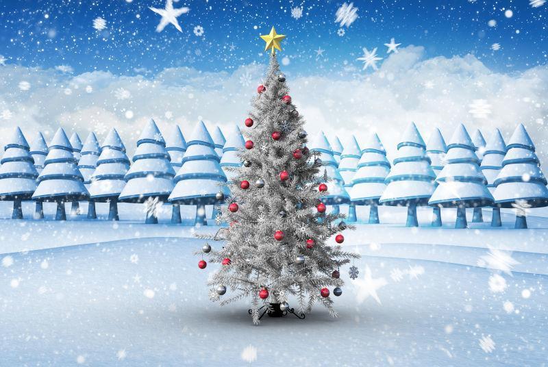 圣诞树与星条旗的合成影像