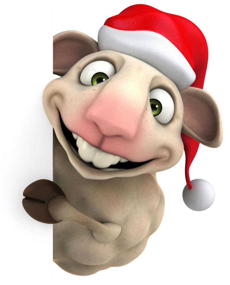 正在躲藏的卡通小绵羊