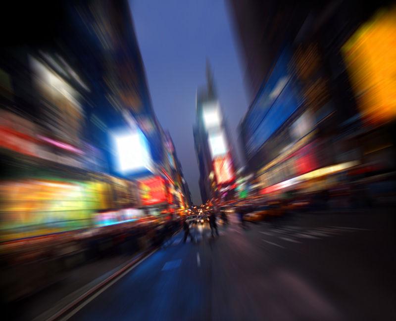 动感模糊夜景城市灯光