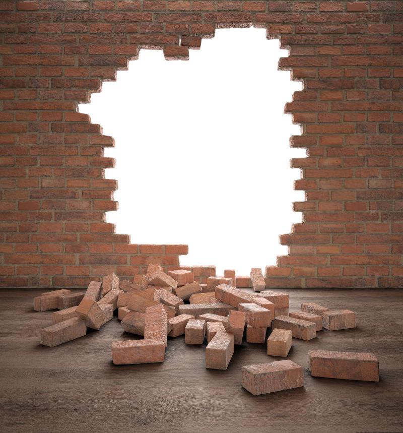 砖墙上的开口门