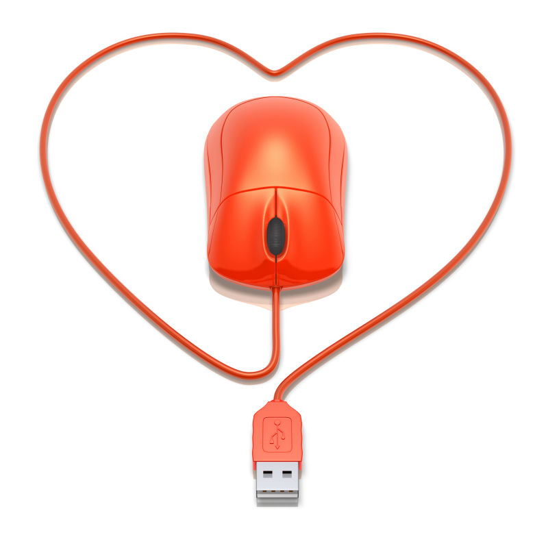 摆成爱心状的鼠标