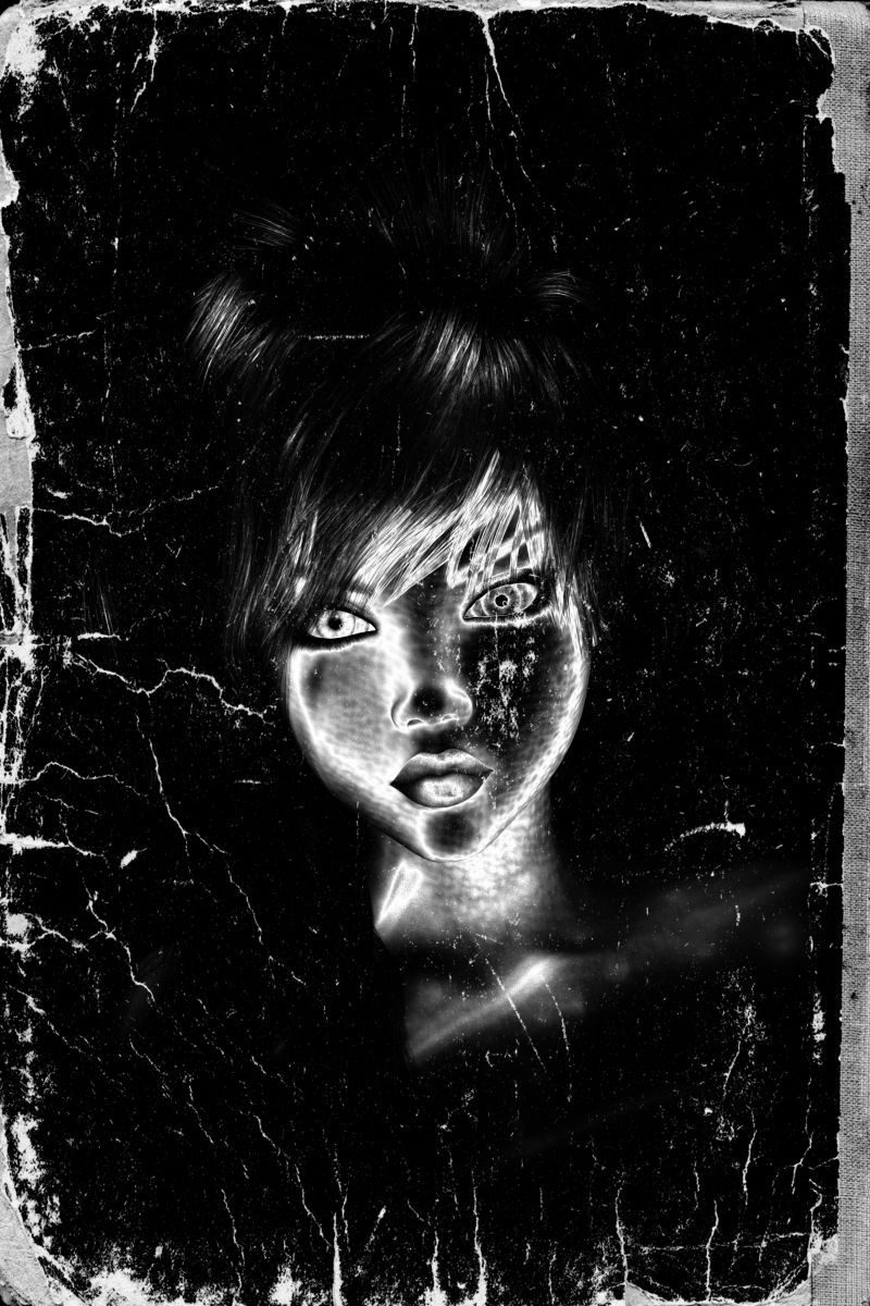 黑色卡片上的美女画像