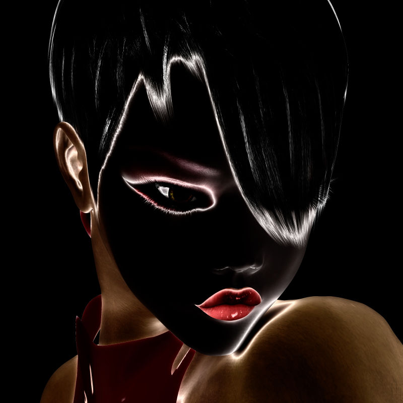 黑色元素的美女画像