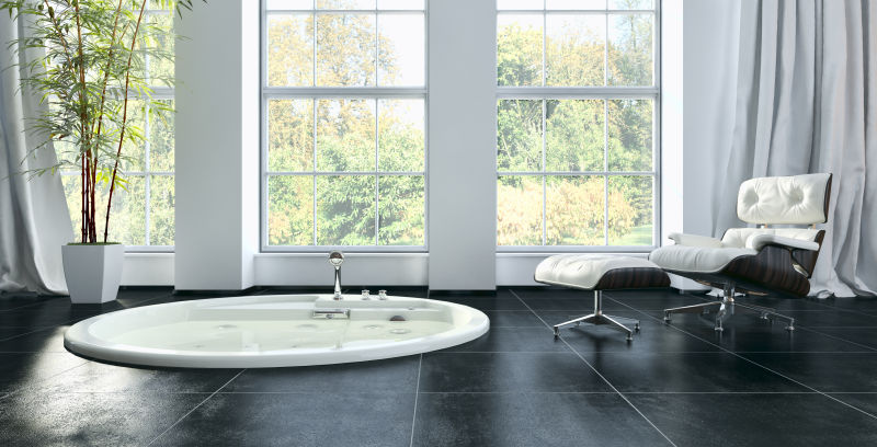 带温泉的现代豪华浴室