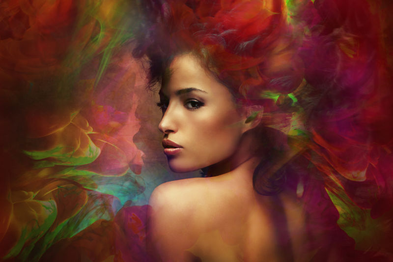 彩色幻想年轻美女