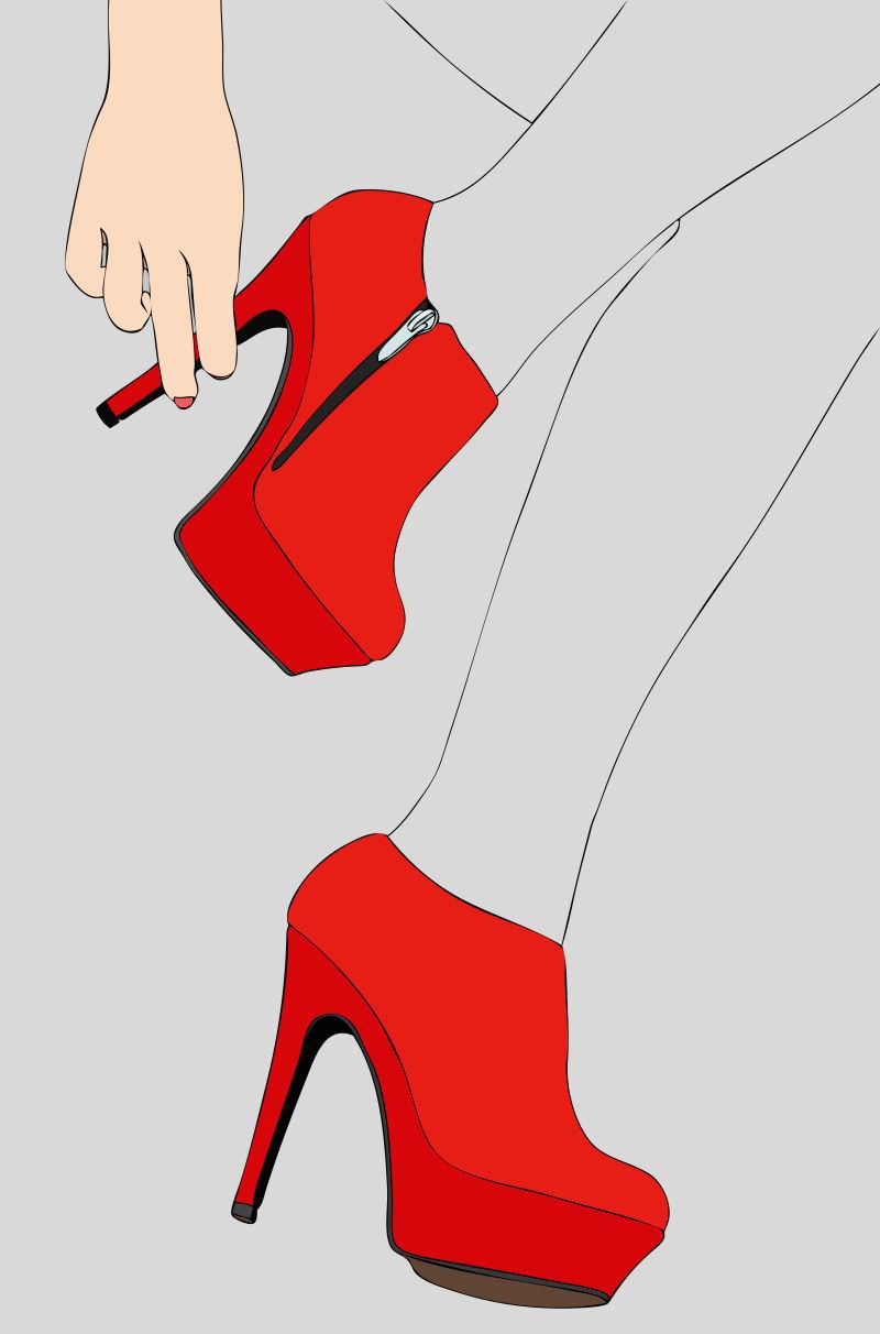 灰色背景上穿着短裤的性感美女