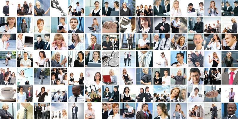 企业中办公室工作的商人拼贴