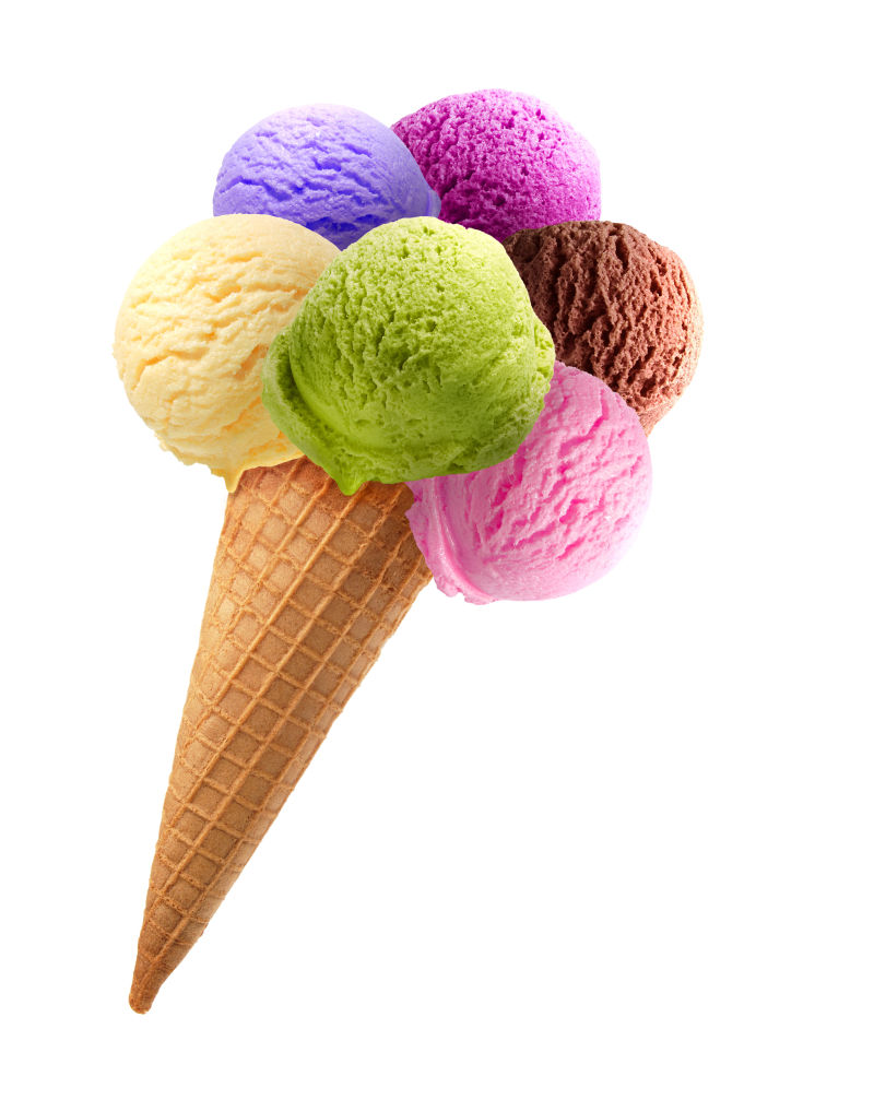 六种颜色的冰淇淋