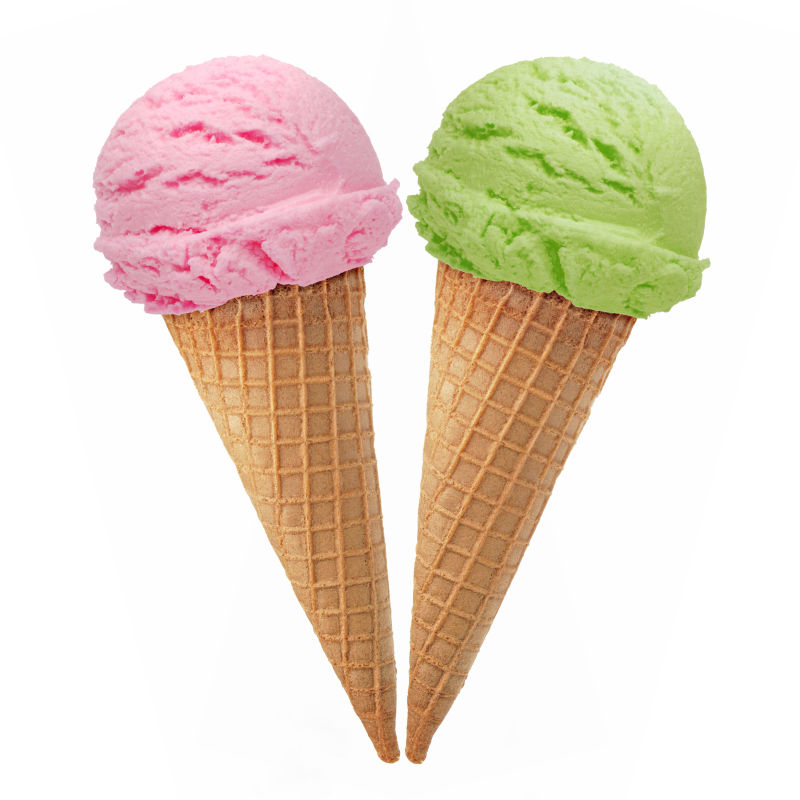 两种颜色的冰淇淋
