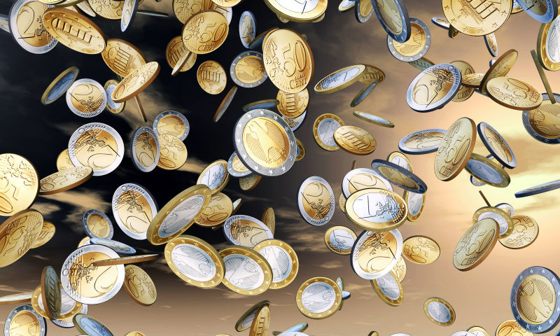 漂浮着的一堆硬币
