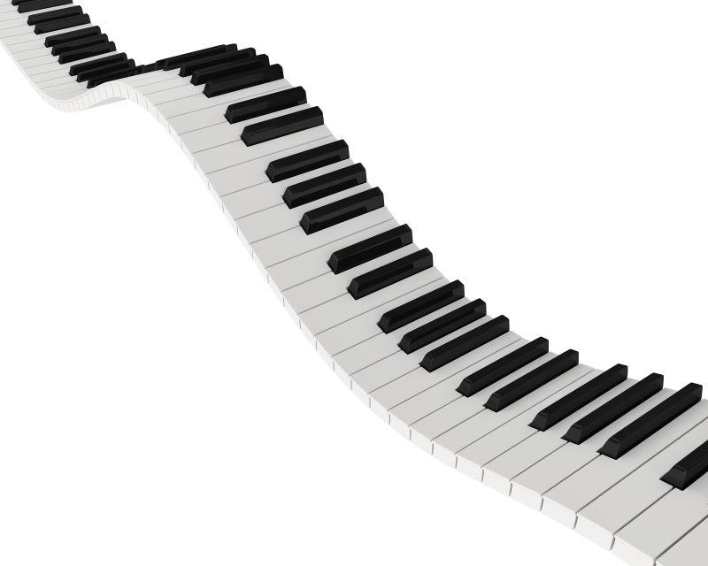白色背景中钢琴按键