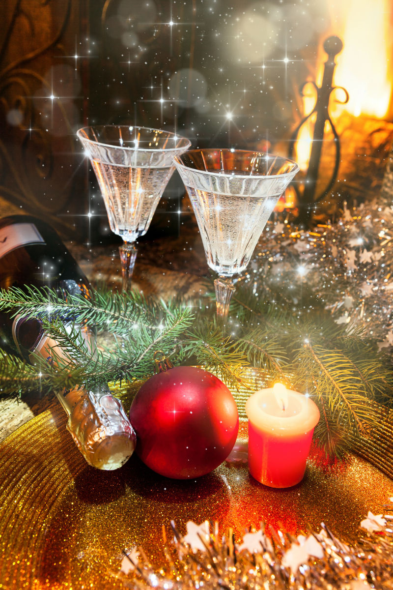 闪光背景中庆祝圣诞节快乐