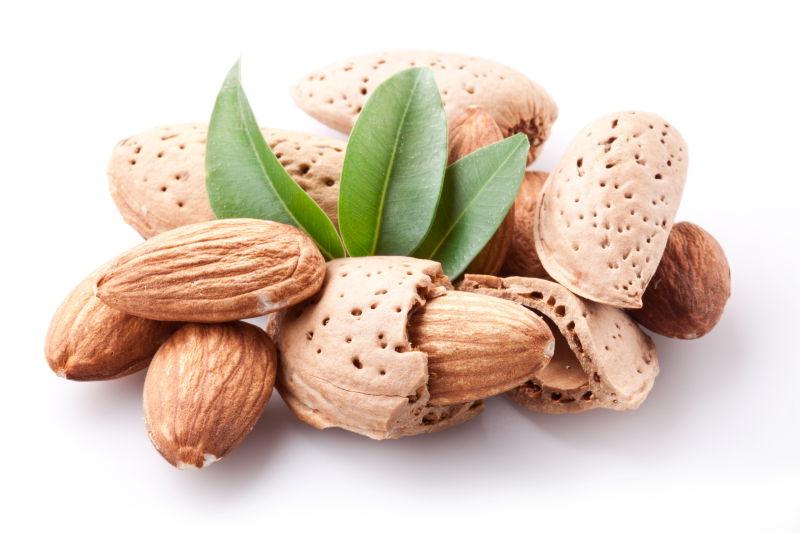 带叶的杏仁坚果