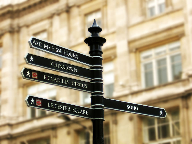 伦敦街道上的路标