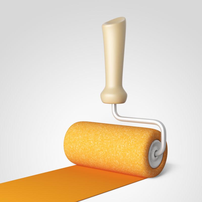 在墙壁上滚动的油漆