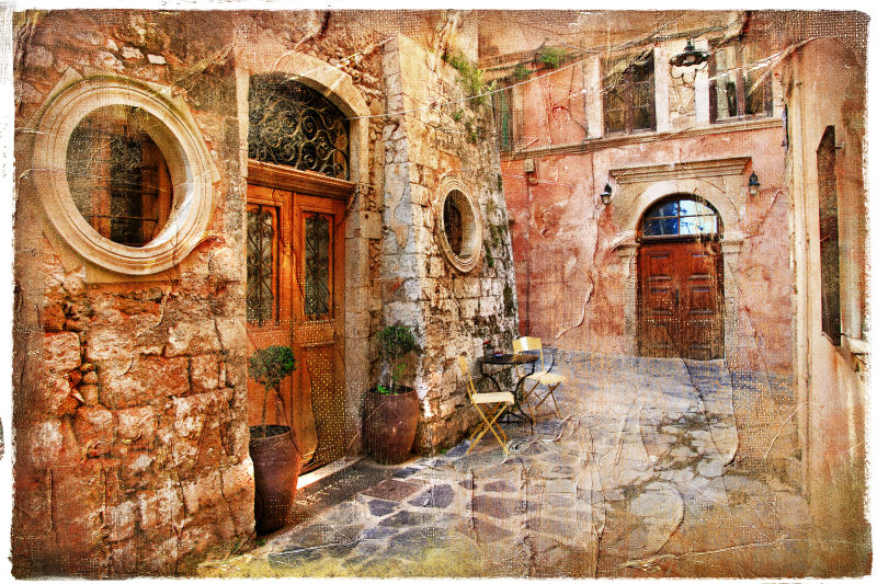 希腊老旧街道的景色