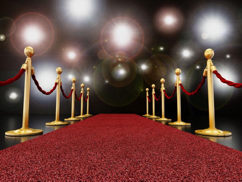 晚上用闪光灯概念红地毯