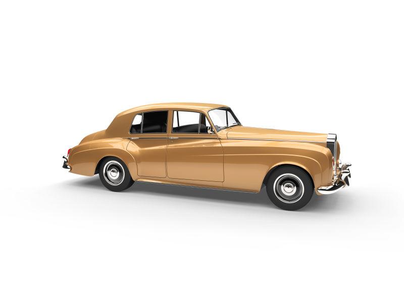 复古汽车图片 白色背景下金色的复古老爷车素材 高清图片 摄影照片 寻图免费打包下载