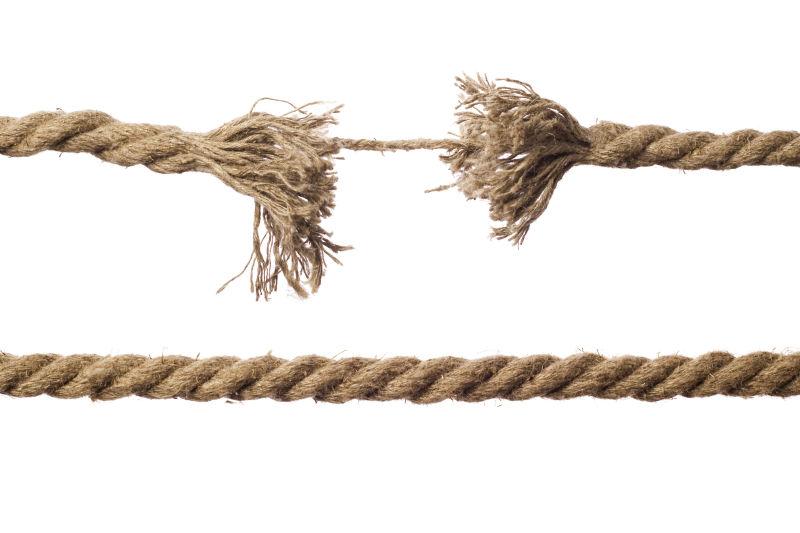 在白色背景上绳子的断面