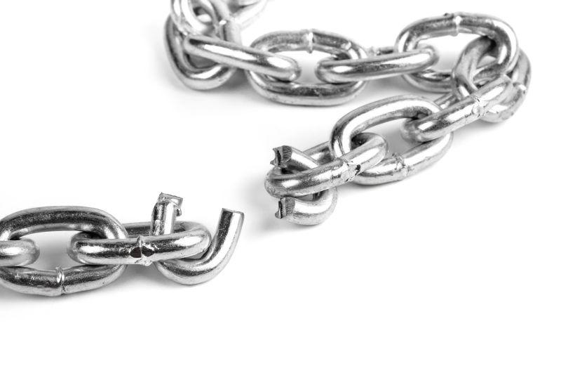 白色背景破碎金属链