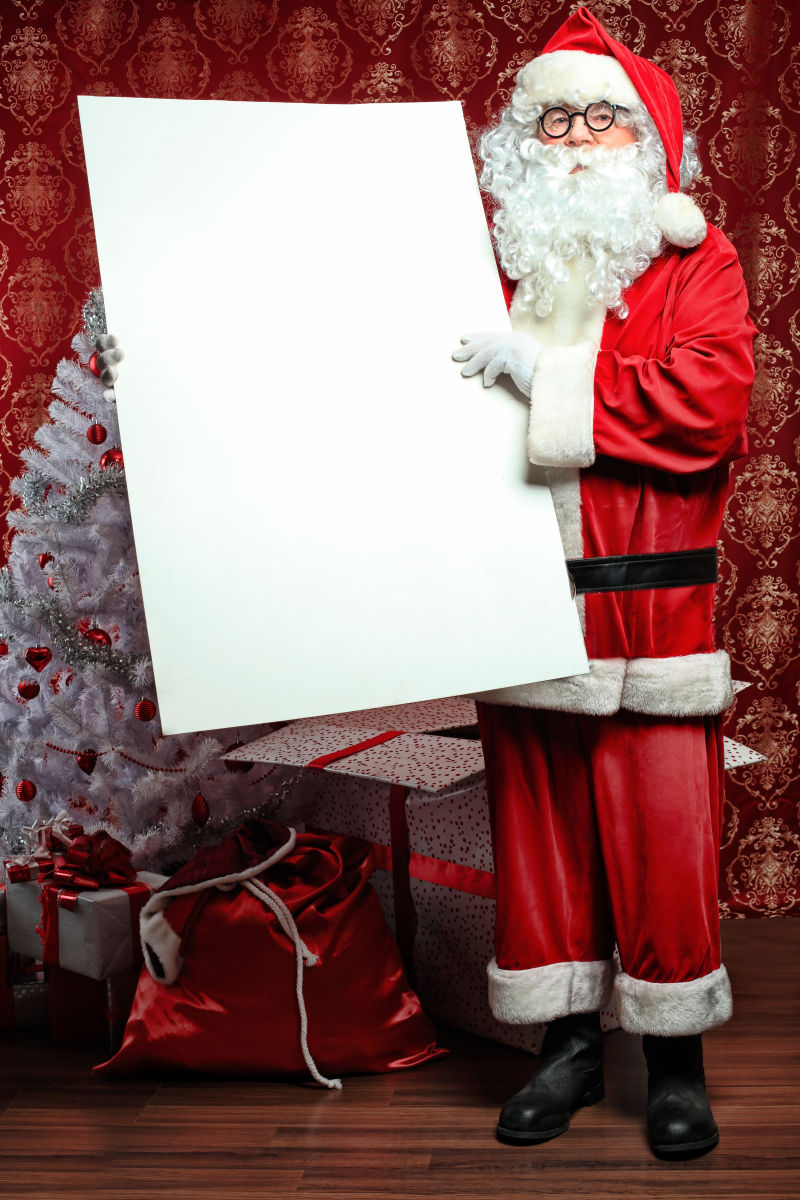 圣诞老人手持白板画像