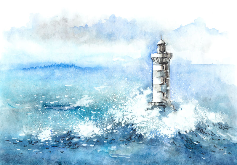 海浪中的灯塔效果