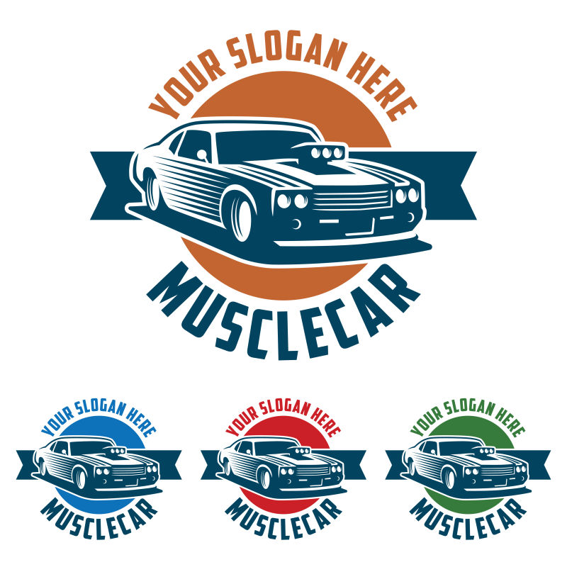 复古肌肉车矢量汽车标志