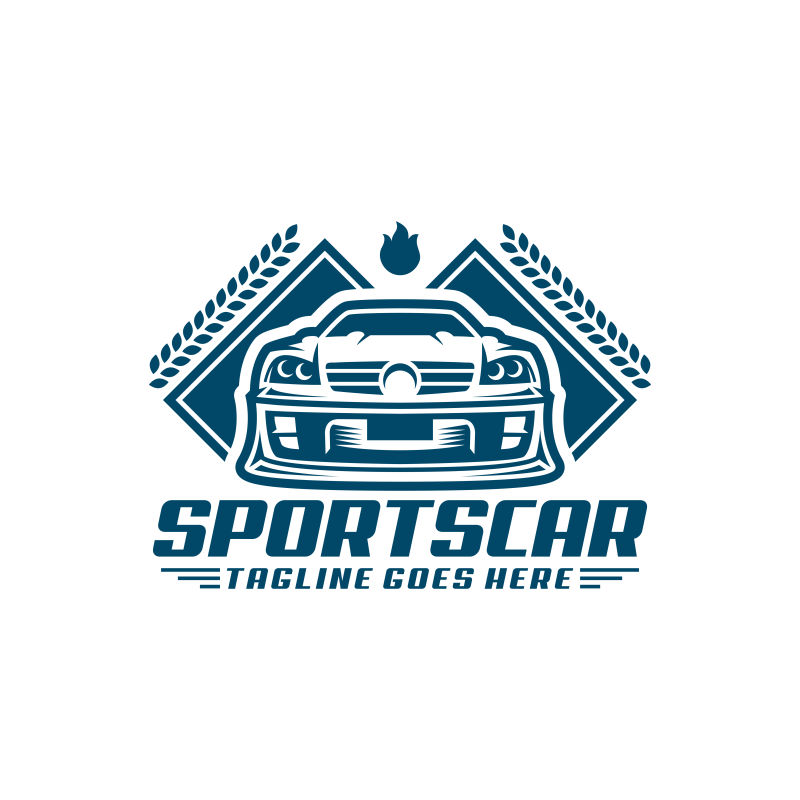 蓝色跑车矢量汽车logo
