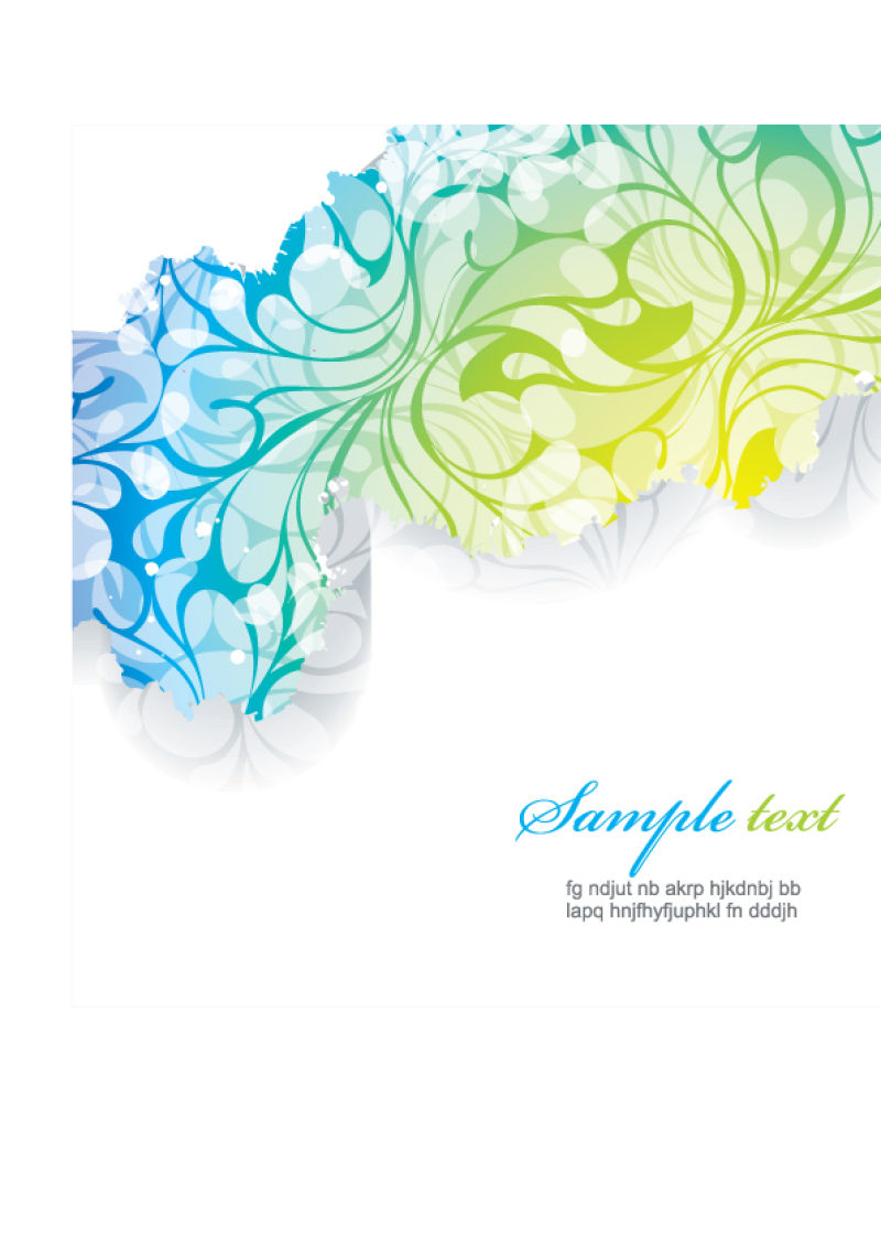 蓝绿色矢量花纹抽象背景