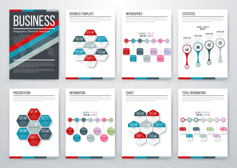 信息图形宣传册矢量