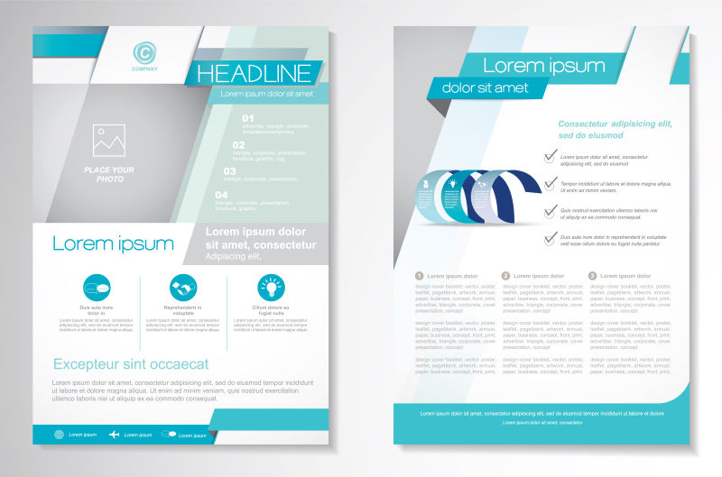 矢量的青色公司宣传册设计