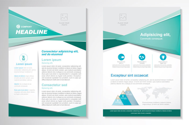 青色现代宣传册矢量设计
