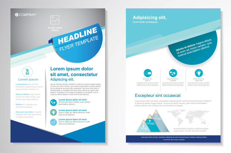 蓝色商业宣传册矢量设计