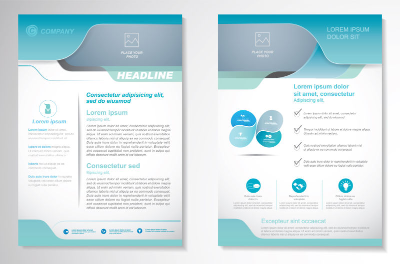 矢量的蓝色商业宣传册